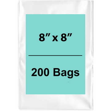 8X8 inches Clear Flat Poly Bags 1.5Mil Open Top (LDPE)